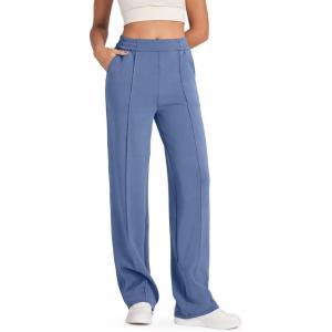 imageG4Free Smoofit Modal Soft Women Wide Leg Sweatpants Yoga Pants Casual Lounge Trousers ShortPetiteRegularTallExtral TallDemin Blue