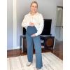 imageG4Free BareFeel Maternity Dress Yoga Pants Over The Belly Stretchy Work Slack Pregnancy Wide Leg Lounge TrousersBlue Gray