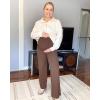 imageG4Free BareFeel Maternity Dress Yoga Pants Over The Belly Stretchy Work Slack Pregnancy Wide Leg Lounge TrousersCoffee Brown