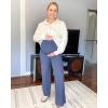 imageG4Free BareFeel Maternity Dress Yoga Pants Over The Belly Stretchy Work Slack Pregnancy Wide Leg Lounge TrousersDenim Blue