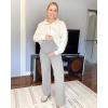 imageG4Free BareFeel Maternity Dress Yoga Pants Over The Belly Stretchy Work Slack Pregnancy Wide Leg Lounge TrousersLight Gray