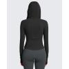 imageG4Free BareFeel Womens Half Zip Pullover Hoodies Slim Fit Yoga Running Long Sleeve Tops with ThumbholesBlack