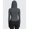 imageG4Free BareFeel Womens Half Zip Pullover Hoodies Slim Fit Yoga Running Long Sleeve Tops with ThumbholesDark Gray
