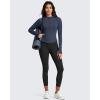imageG4Free BareFeel Womens Half Zip Pullover Hoodies Slim Fit Yoga Running Long Sleeve Tops with ThumbholesDark Navy