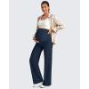 imageG4Free Maternity Dress Yoga Pants with Pockets Over The Belly Stretchy Work Slack Pregnancy Wide Leg Lounge TrousersDark Navy