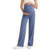 imageG4Free BareFeel Maternity Dress Yoga Pants Over The Belly Stretchy Work Slack Pregnancy Wide Leg Lounge TrousersDenim Blue