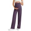 imageG4Free BareFeel Maternity Dress Yoga Pants Over The Belly Stretchy Work Slack Pregnancy Wide Leg Lounge TrousersGrape Purple