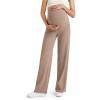 imageG4Free BareFeel Maternity Dress Yoga Pants Over The Belly Stretchy Work Slack Pregnancy Wide Leg Lounge TrousersToffee