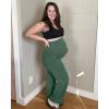 imageG4Free Maternity Pants Over The Belly Yoga Dress Work Pregnancy Pants Stretchy Lounge Wide Leg Trousers with PocketsDark Forest Green