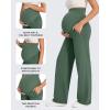 imageG4Free Maternity Pants Over The Belly Yoga Dress Work Pregnancy Pants Stretchy Lounge Wide Leg Trousers with PocketsDark Forest Green