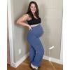 imageG4Free Maternity Pants Over The Belly Yoga Dress Work Pregnancy Pants Stretchy Lounge Wide Leg Trousers with PocketsDenim Blue