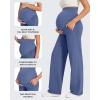 imageG4Free Maternity Pants Over The Belly Yoga Dress Work Pregnancy Pants Stretchy Lounge Wide Leg Trousers with PocketsDenim Blue