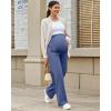 imageG4Free Maternity Pants Over The Belly Yoga Dress Work Pregnancy Pants Stretchy Lounge Wide Leg Trousers with PocketsDenim Blue