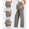 imageG4Free Maternity Pants Over The Belly Yoga Dress Work Pregnancy Pants Stretchy Lounge Wide Leg Trousers with PocketsMocha Brown