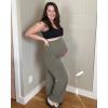 imageG4Free Maternity Pants Over The Belly Yoga Dress Work Pregnancy Pants Stretchy Lounge Wide Leg Trousers with PocketsMocha Brown