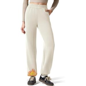 imageG4Free Smoofit Fleece Lined Joggers Sweatpants Women High Waist Casual Lounge with Pockets Warm Pants Workout Winter TravelWarm Beige
