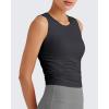 imageG4Free Lightbreeze Workout Tank Tops for Women Side Ruched Sleeveless High Neck Crop Top Summer Athletic Gym ShirtsBlack