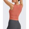 imageG4Free Lightbreeze Workout Tank Tops for Women Side Ruched Sleeveless High Neck Crop Top Summer Athletic Gym ShirtsBurnt Orange