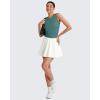 imageG4Free Lightbreeze Workout Tank Tops for Women Side Ruched Sleeveless High Neck Crop Top Summer Athletic Gym ShirtsMyrtle Green
