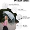 imageG4Free 52 inch Clear Bubble Umbrella Large Canopy Transparent Dome Coverage Stick Umbrella with Reflective Strip J Hook Handle European Style for WeddingsProm Graduation and Outdoor Events