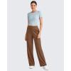 imageG4Free ShiftReady Women Trousers Yoga Pants with Pockets Wide Leg Stretchy Dress Pant Work Slack PetiteRegularTallDark Coffee