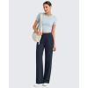 imageG4Free ShiftReady Women Trousers Yoga Pants with Pockets Wide Leg Stretchy Dress Pant Work Slack PetiteRegularTallDark Navy