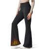 imageG4Free Barefeel Womens Fleece Lined Flare Workout Yoga Pants Winter Thermal High Waist Leggings Causal with PocketsBlack