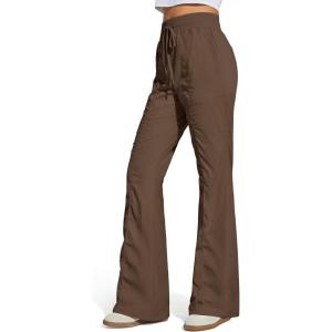 imageG4Free Breezeline Womens Flare Leggings with Pockets High Waist Drawstring Casual Pants OutdoorLava Cake