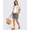 imageG4Free EverGoing Maternity Athletic Shorts with Pockets Over The Belly Drawstring Casual Pregnancy Shorts Yoga WorkoutGray Sage
