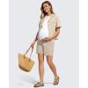 imageG4Free EverGoing Maternity Athletic Shorts with Pockets Over The Belly Drawstring Casual Pregnancy Shorts Yoga WorkoutLight Khaki
