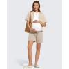 imageG4Free EverGoing Maternity Athletic Shorts with Pockets Over The Belly Drawstring Casual Pregnancy Shorts Yoga WorkoutLight Khaki