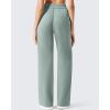 imageG4Free Flurrylux Cotton Fleece Lined Sweatpants Women Elastic Waist Wide Leg Lounge Pants Warm WinterSmoky Green