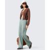imageG4Free Flurrylux Cotton Fleece Lined Sweatpants Women Elastic Waist Wide Leg Lounge Pants Warm WinterSmoky Green