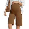imageG4Free BareFeel Maternity Bermuda Shorts Over The Belly Loose Wide Leg Pregnancy Shorts Casual WorkDark Coffee