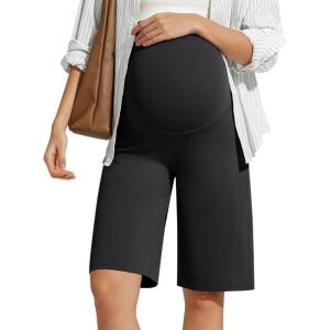 imageG4Free BareFeel Maternity Bermuda Shorts Over The Belly Loose Wide Leg Pregnancy Shorts Casual WorkBlack
