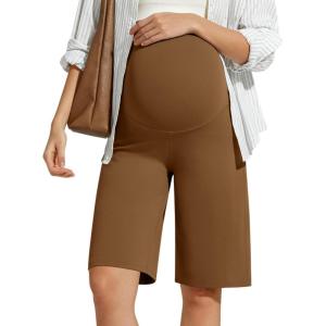 imageG4Free BareFeel Maternity Bermuda Shorts Over The Belly Loose Wide Leg Pregnancy Shorts Casual WorkDark Coffee