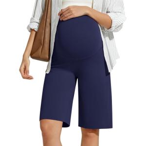 imageG4Free BareFeel Maternity Bermuda Shorts Over The Belly Loose Wide Leg Pregnancy Shorts Casual WorkRoyal Blue