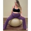 imageG4Free BareFeel Maternity Flare Leggings with Pockets Over The Belly Stretchy Casual Lounge Pregnancy Dress Pants for WorkGrape Purple