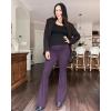imageG4Free BareFeel Maternity Flare Leggings with Pockets Over The Belly Stretchy Casual Lounge Pregnancy Dress Pants for WorkGrape Purple