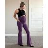imageG4Free BareFeel Maternity Flare Leggings with Pockets Over The Belly Stretchy Casual Lounge Pregnancy Dress Pants for WorkGrape Purple