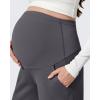 imageG4Free Flurrylux Fleece Lined Maternity Wide Leg Pants Cotton Over The Belly Pregnancy SweatpantsDark Gray