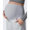 imageG4Free Flurrylux Fleece Lined Maternity Wide Leg Pants Cotton Over The Belly Pregnancy SweatpantsLight Heather