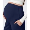 imageG4Free Flurrylux Fleece Lined Maternity Wide Leg Pants Cotton Over The Belly Pregnancy SweatpantsRoyal Blue