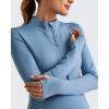 imageG4Free Lightweight Maternity Long Sleeve Workout Tops UPF 50 Rash Guard Half Zip Sun Shirts Ruches Pregnancy PulloverDusty Blue