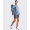imageG4Free Lightweight Maternity Long Sleeve Workout Tops UPF 50 Rash Guard Half Zip Sun Shirts Ruches Pregnancy PulloverDusty Blue