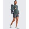 imageG4Free Lightweight Maternity Long Sleeve Workout Tops UPF 50 Rash Guard Half Zip Sun Shirts Ruches Pregnancy PulloverGray Blue