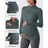 imageG4Free Lightweight Maternity Long Sleeve Workout Tops UPF 50 Rash Guard Half Zip Sun Shirts Ruches Pregnancy PulloverGray Blue