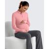 imageG4Free Lightweight Maternity Long Sleeve Workout Tops UPF 50 Rash Guard Half Zip Sun Shirts Ruches Pregnancy PulloverPink