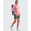 imageG4Free Lightweight Maternity Long Sleeve Workout Tops UPF 50 Rash Guard Half Zip Sun Shirts Ruches Pregnancy PulloverPink