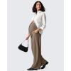 imageG4Free Ribbed Maternity Yoga Pants with Pockets Over The Belly Wide Leg Casual Pregnancy Lounge TrousersDark Brown